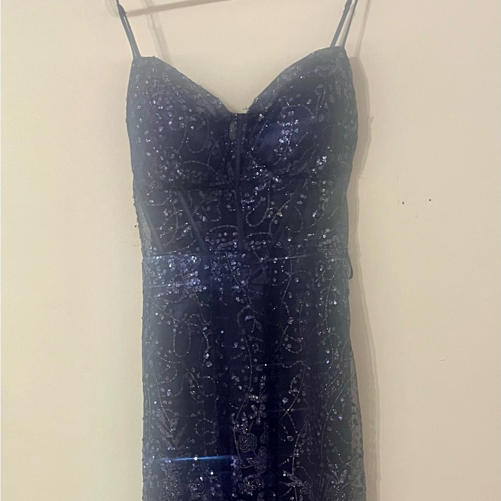 Windsor Strapless Navy Glitter Dress